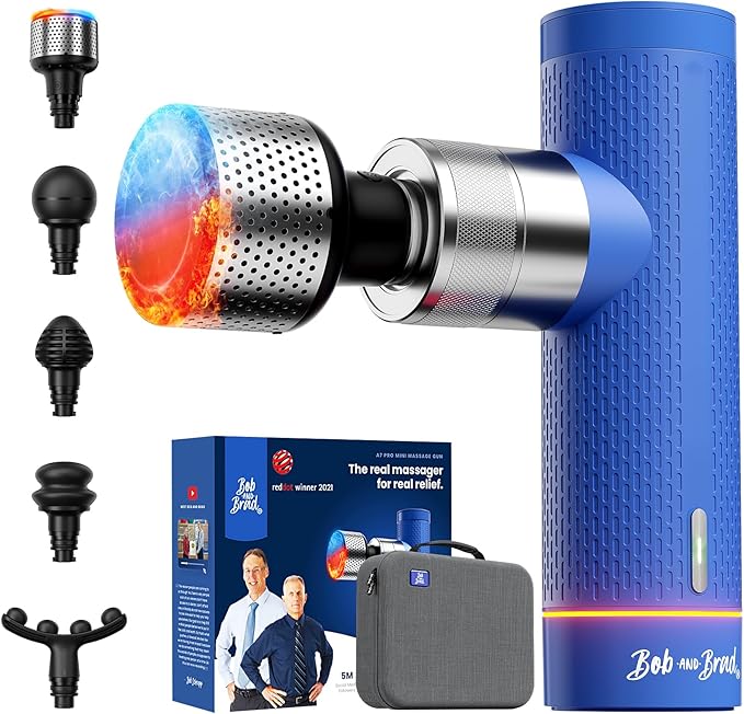 BOB AND BRAD A7 Pro Massage Gun with Heat & Cold Therapy for Back Pain & Recovery - 11mm Deep Tissue, Portable Quiet Handh...