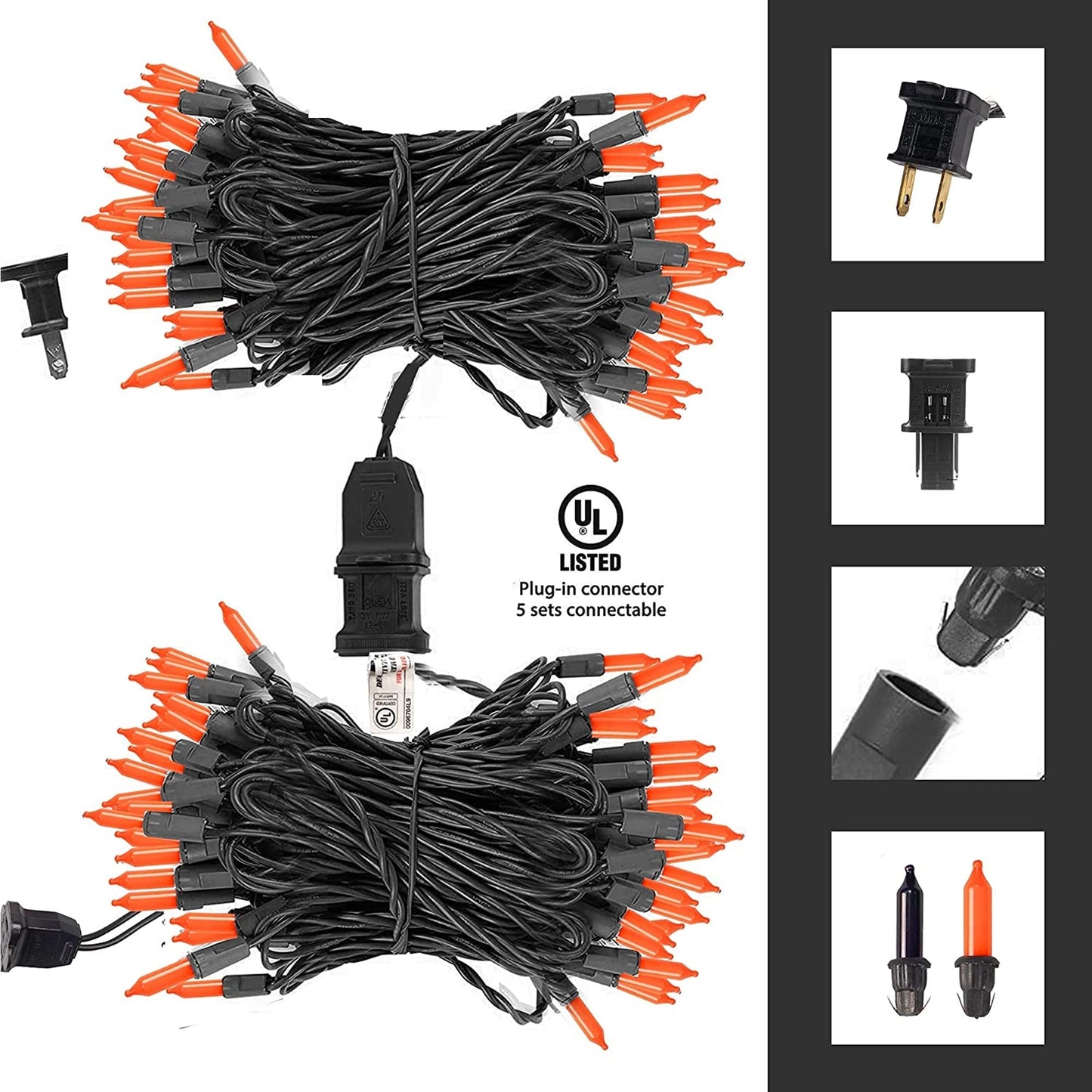 Tw Shine 20Ft Orange Halloween String Lights, 100 Count Incandescent Mini Decor For Indoor/Outdoor Use, Model Zf-100-2/Sb