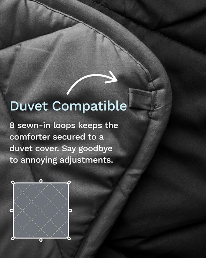 ViscoSoft Essentials Reversible Down Alternative Quilted Comforter with Corner Tabs–All-Season, Plush Microfiber Fill, Machine Washable (Black/Gray, Full)