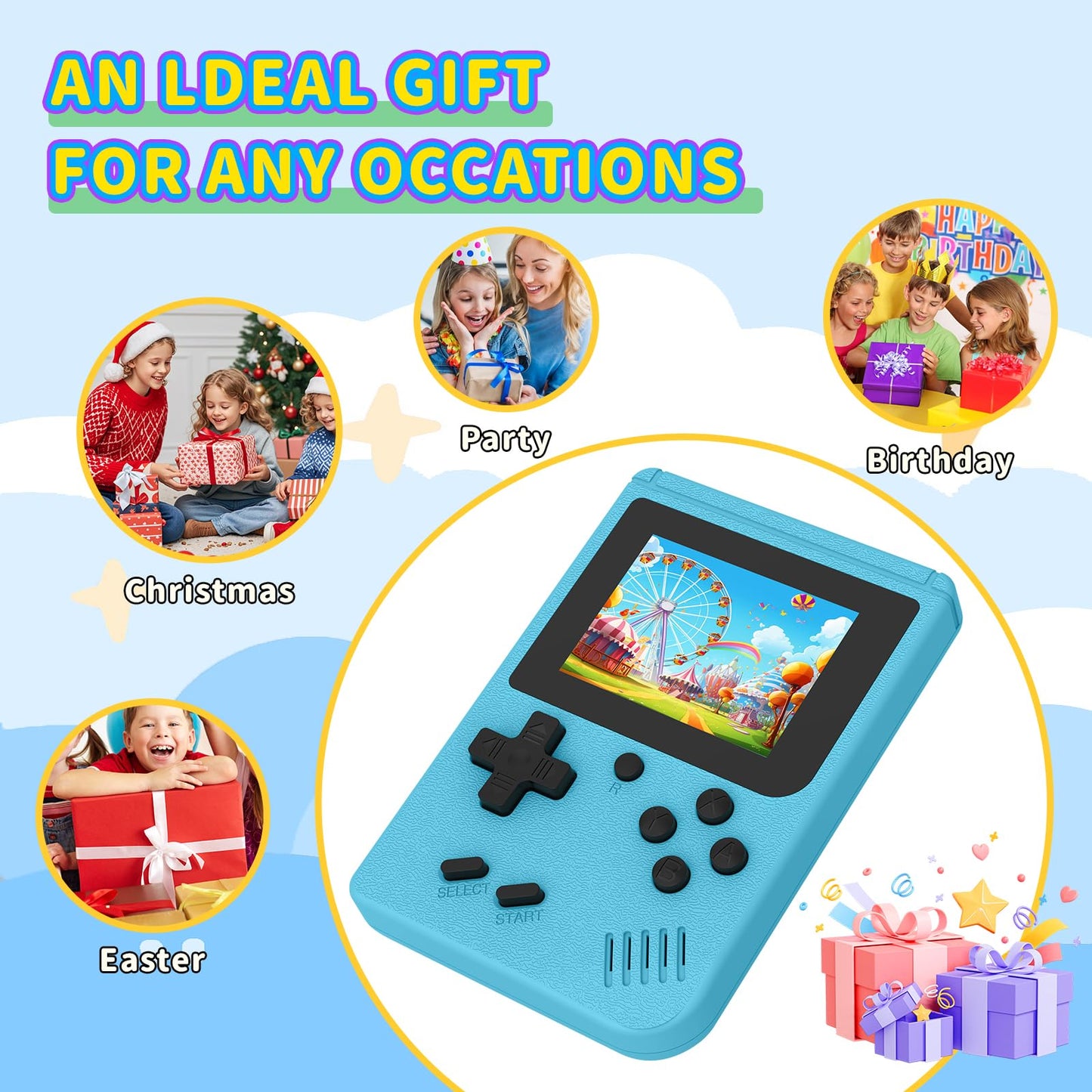 Retro Gaming Console, Portable Video Game Console with 3.0 inch IPS Screen and Preloaded 400 Classic Video Games, Mini Retro Handheld Game Console (Blue)