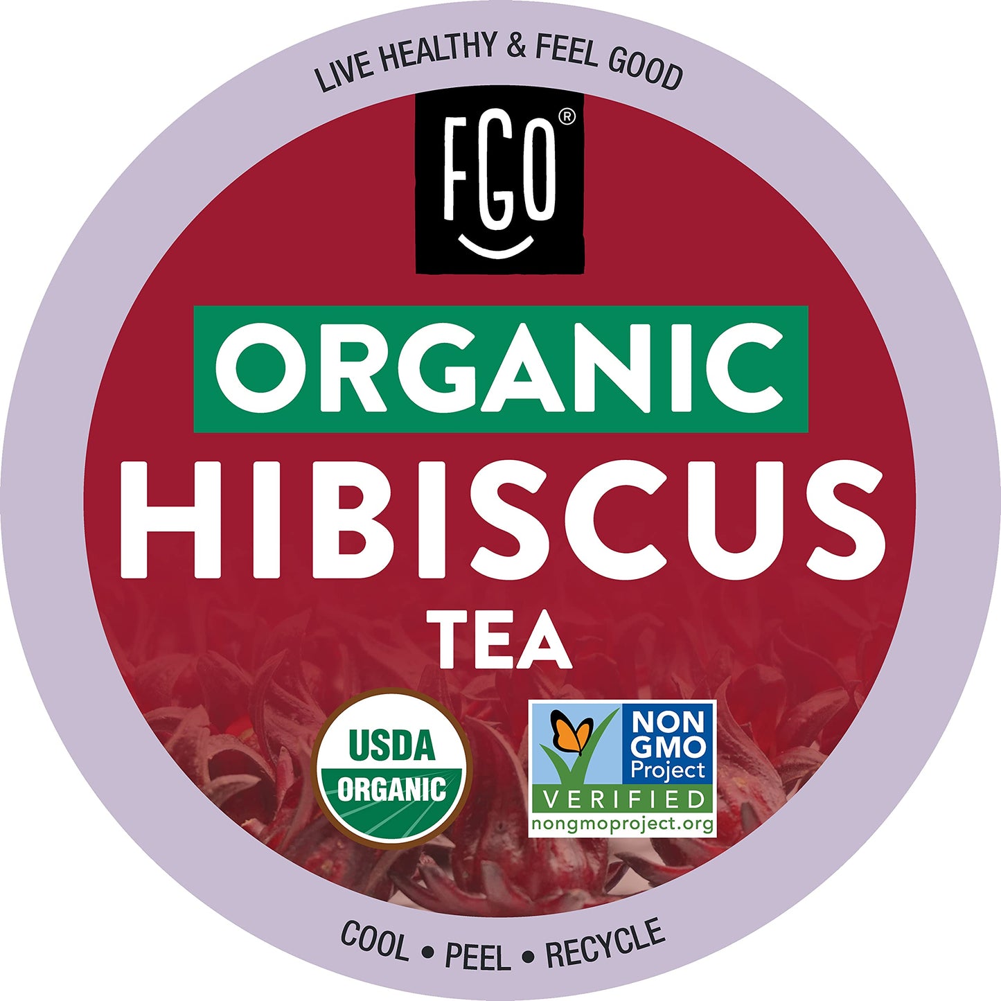 Organic Hibiscus Herbal Tea K-Cup Pods  24 Pods by FGO - Keurig Compatible - Naturally Caffeine-Free Tea  enhanced Green Tea is USDA Organic  Non-GMO  & Recyclable
