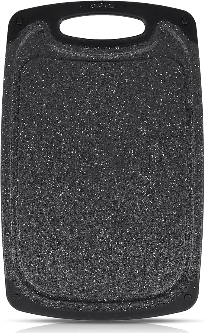 Cutting Boards,12.5"×7.7" Plastic Chopping Board Made From Natural Food Grade Material,BPA Free&Eco,Non Slip&Juice Groove,Dishwasher Safe,Double-Sided Usable,Dark Grey