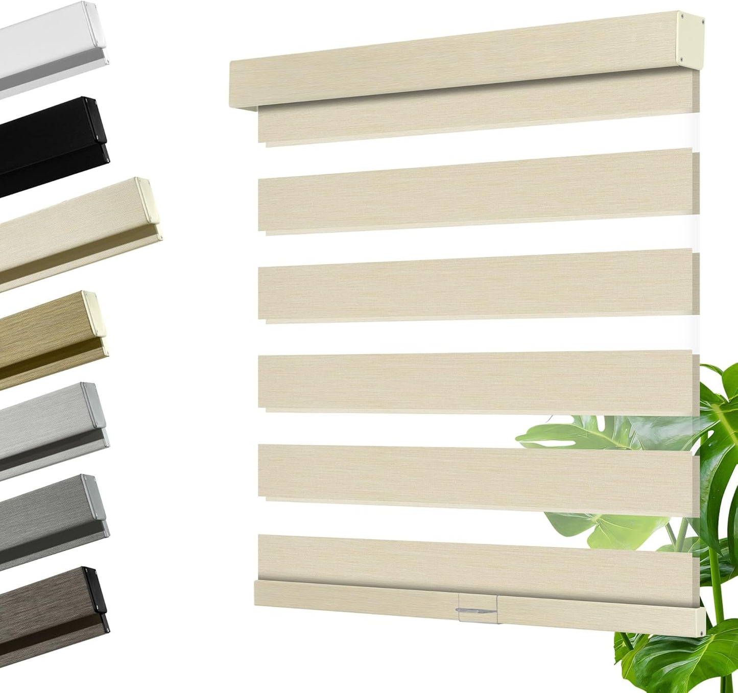 Cordless Zebra Blinds for Windows, Blackout Interior Blinds,Easy to Install,UV Protection,for Offices and Home,Custom Roller Shades, Mousse Beige,16" W x 36" H