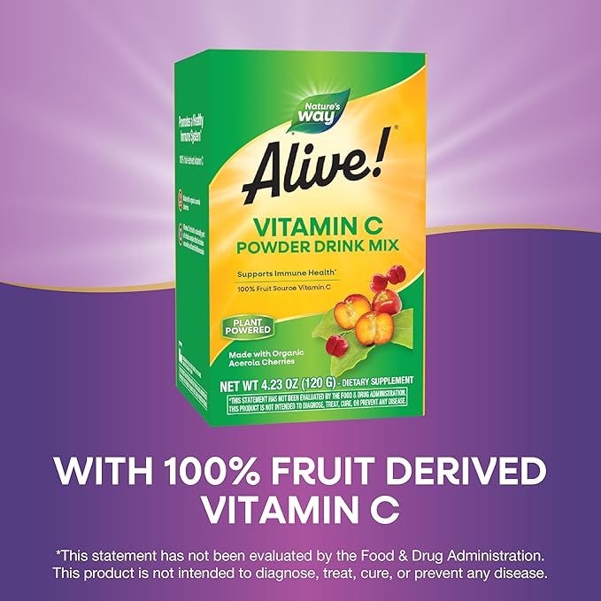 Nature's Way Alive! Vitamin C Powder Drink Mix from Organic Acerola, 4.23 oz.
