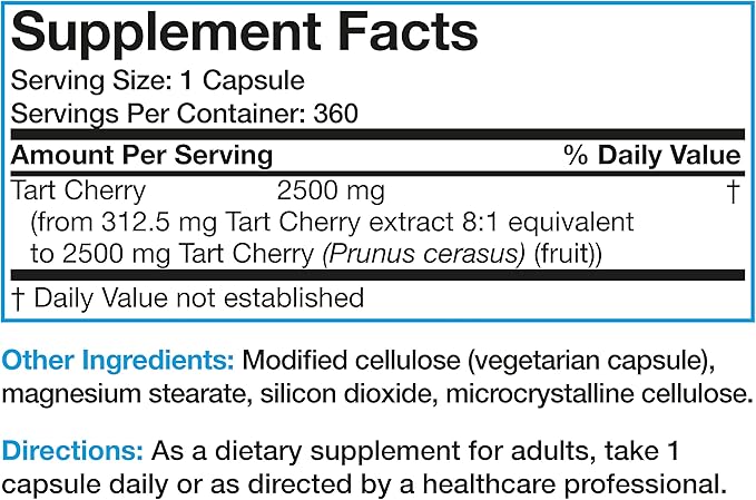 Bronson Tart Cherry Extract 2500 mg Vegetarian Capsules with Antioxidants and Flavonoids Non-GMO, 360 Count