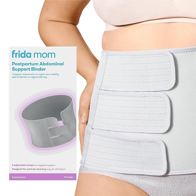 Frida Mom Belly Binder, Postpartum Essentials for Natural and C-Section Recovery, Adjustable Compression Wrap, After Birth...