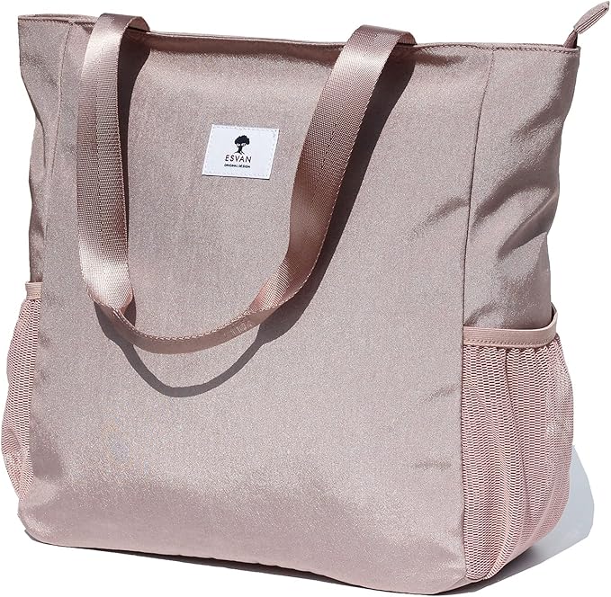 ESVAN Original Floral Water Resistant Large Tote Bag Shoulder Bag for Gym Beach Travel Daily Bags Upgraded