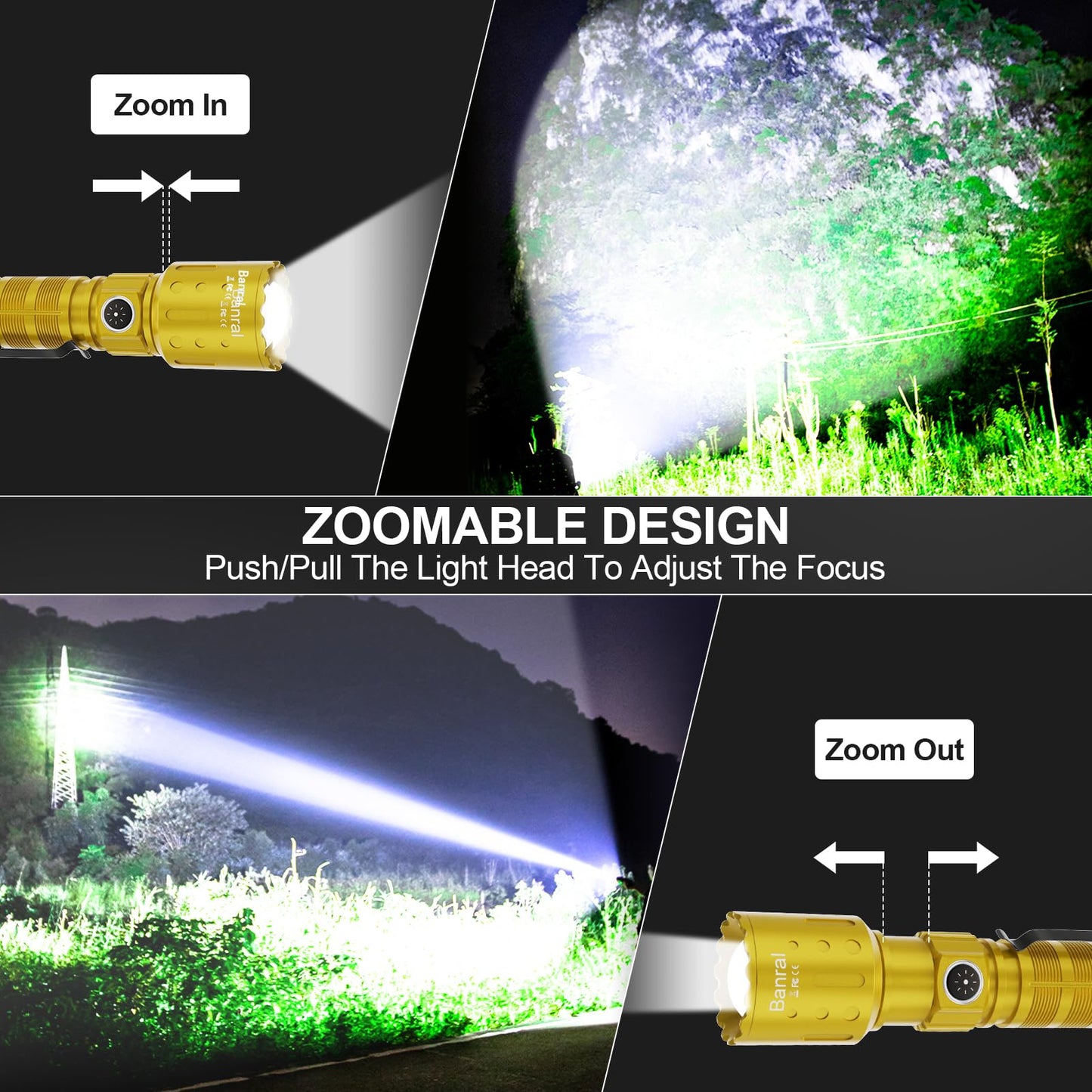 Flashlights High Lumens Rechargeable  20000 Lumens Super Bright 1500 Meters Long Range Small Powerful Flashlight  6 Modes Led Tactical Pocket Waterproof Flash Light For Home Emergency (1  Yellow Gold)