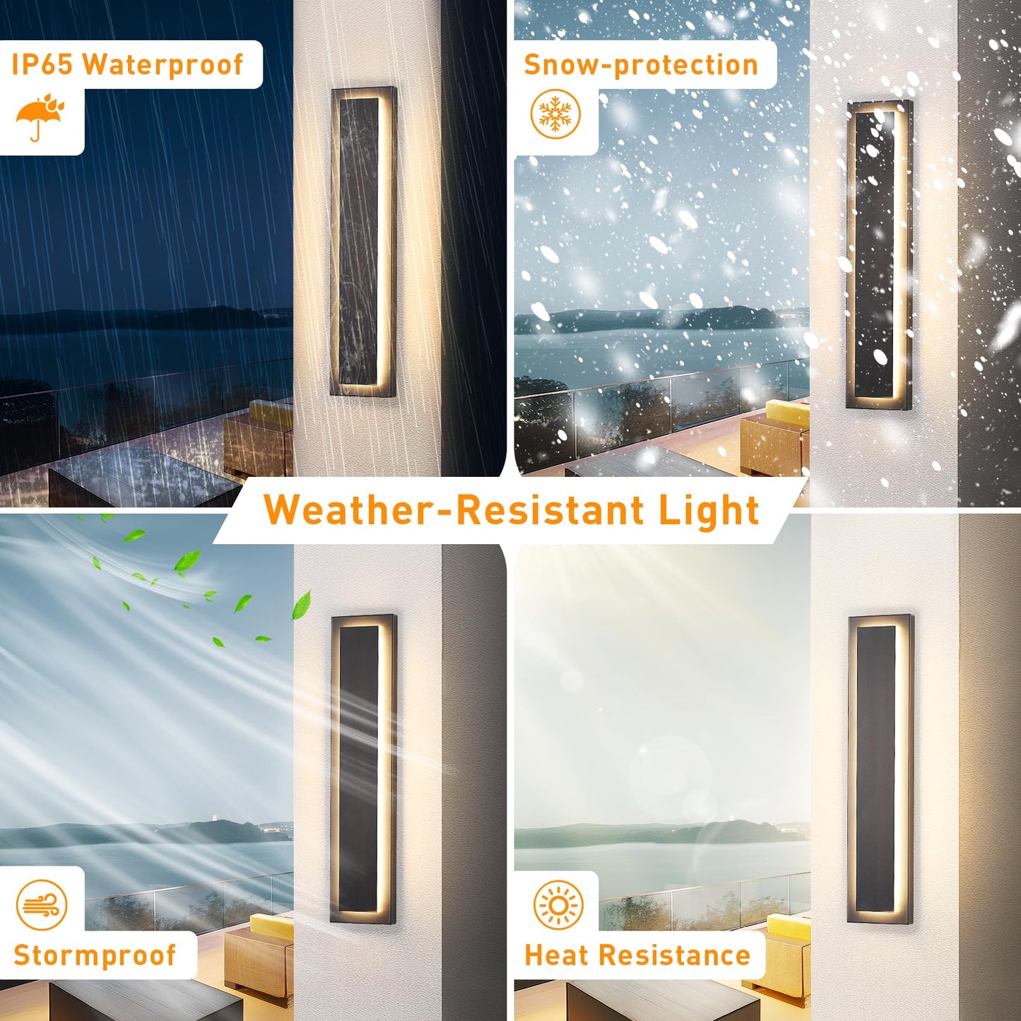 Zsmaiku 24 In Porch Lights Outdoor Sconce Lights Modern Exterior Front Door Lighting Fixtures Black Led Long Outdoor Wall Light Waterproof Outside Lights For House Patio Garage 24 W Warm White 1 Pack
