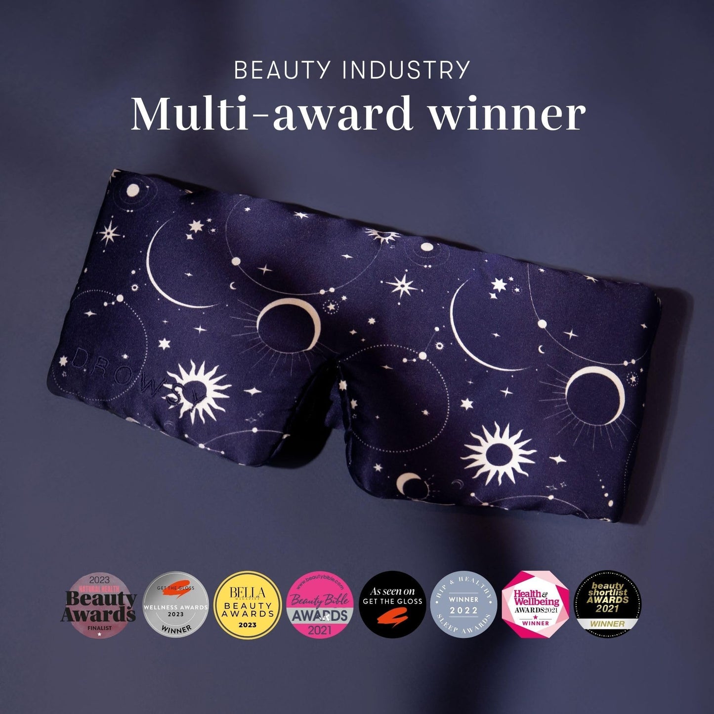 DROWSY Silk Sleep Mask - Face-Hugging, Padded Cocoon for Luxury Sleep in Total Darkness - 100% Pure Mulberry Silk (Cosmic Energy)