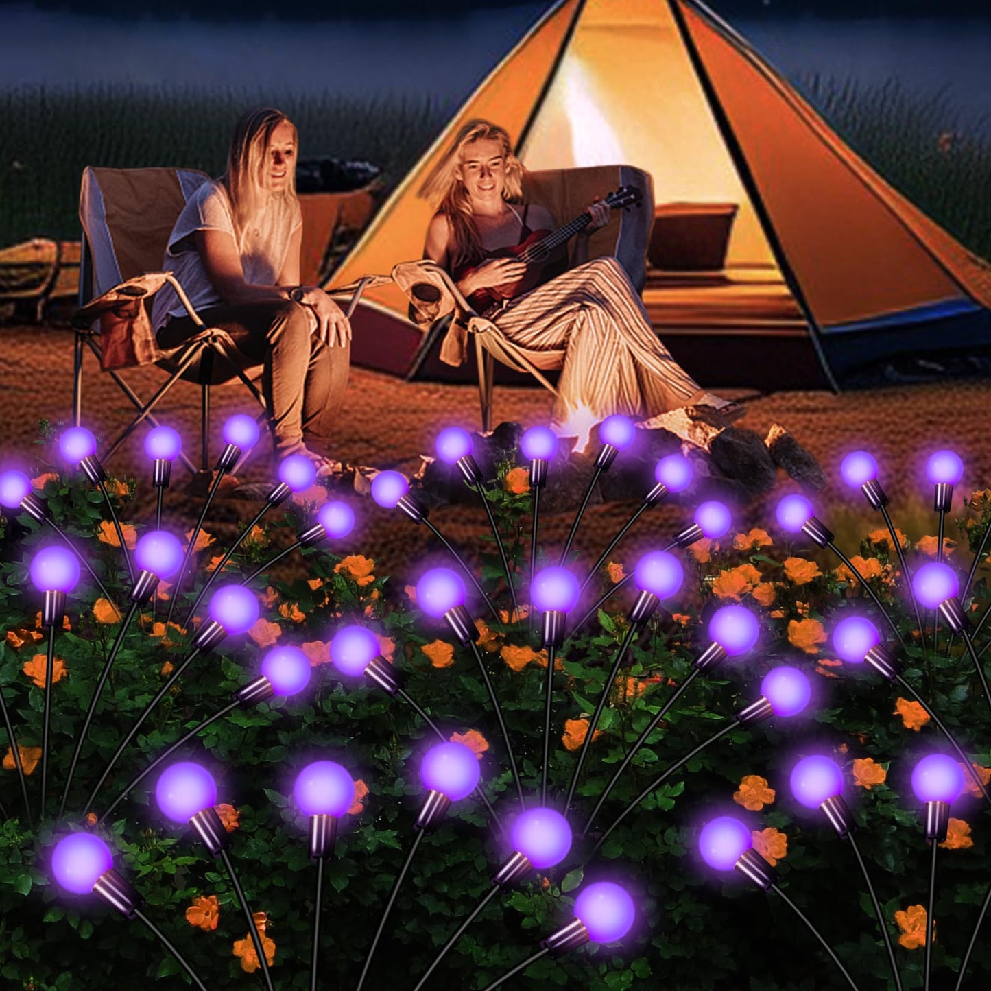 NBQQ Solar Garden Lights, Waterproof 36 LED Outdoor Lights, 6 Pack, Purple, Plastic, Ideal for Yard and Patio Decor