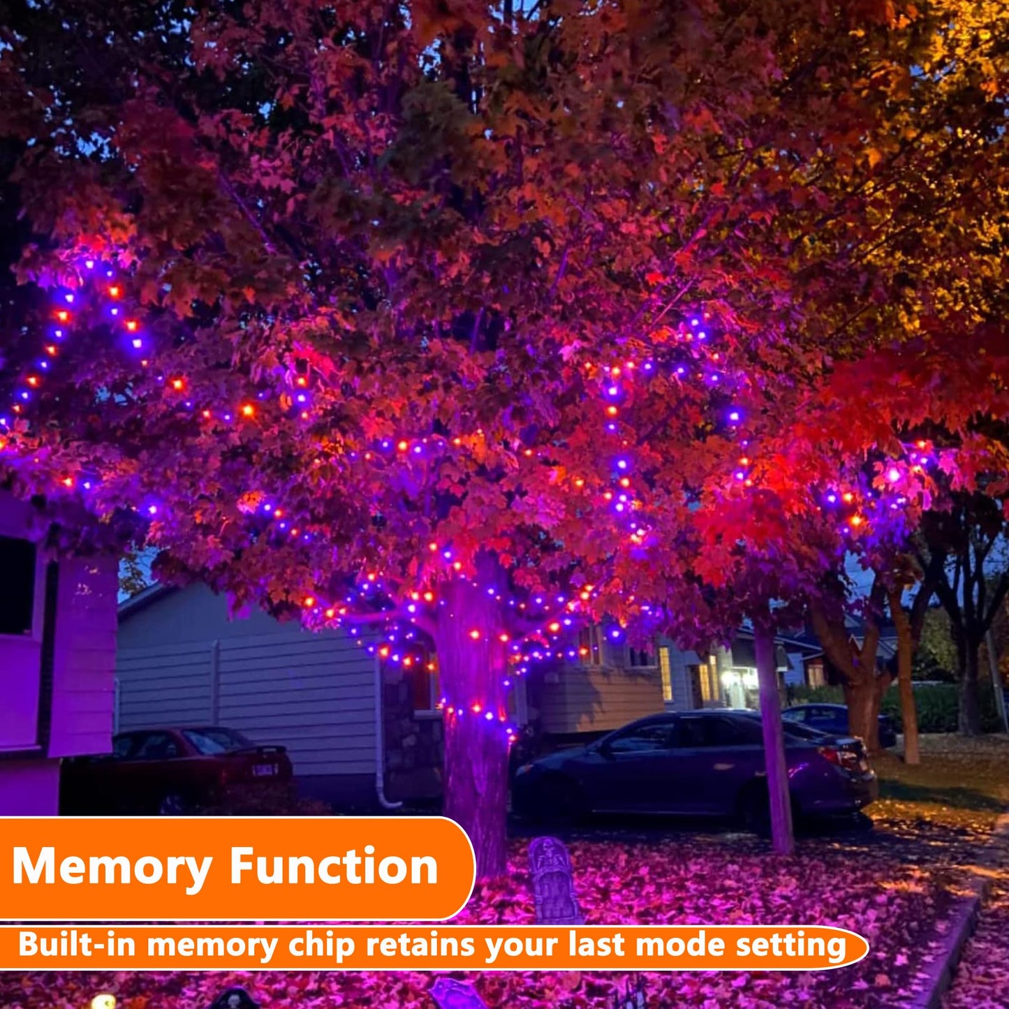 Joomer 500 Led Halloween String Lights - Orange Purple, Waterproof, 8 Modes, 174Ft, Perfect For Indoor Outdoor Decorations