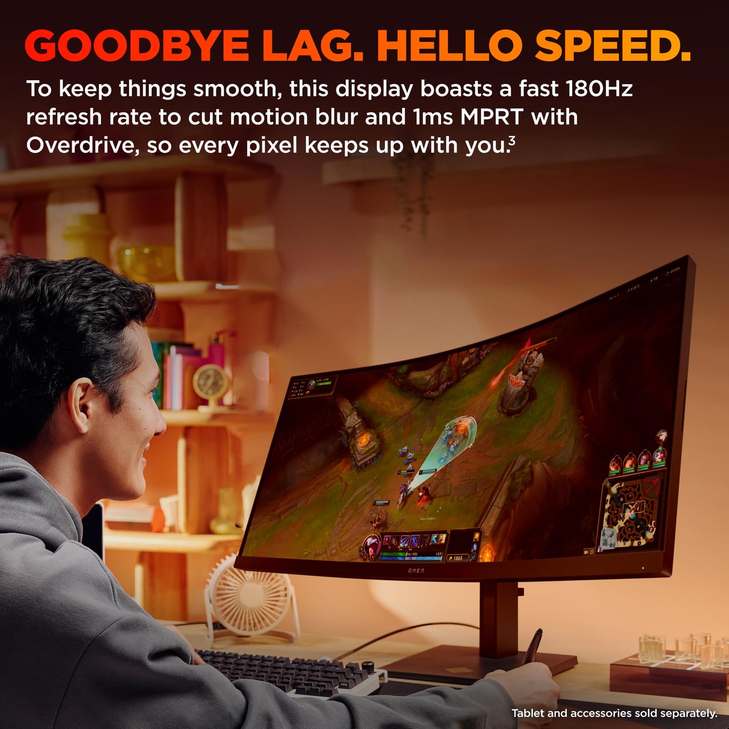 Hp Omen 34 Inch Wqhd 180Hz Curved Gaming Monitor, Wide Qhd Display (3440 X 1440), Va Panel, Vesa Displayhdr 400, 1Ms Mprt (With