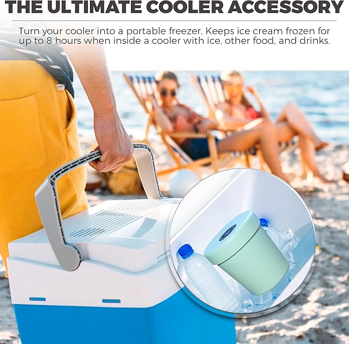 Vacuum Insulated Ice Cream Pint Cooler Keeps Frozen for hours enjoy ice cream anywhere (Stainless Steel)