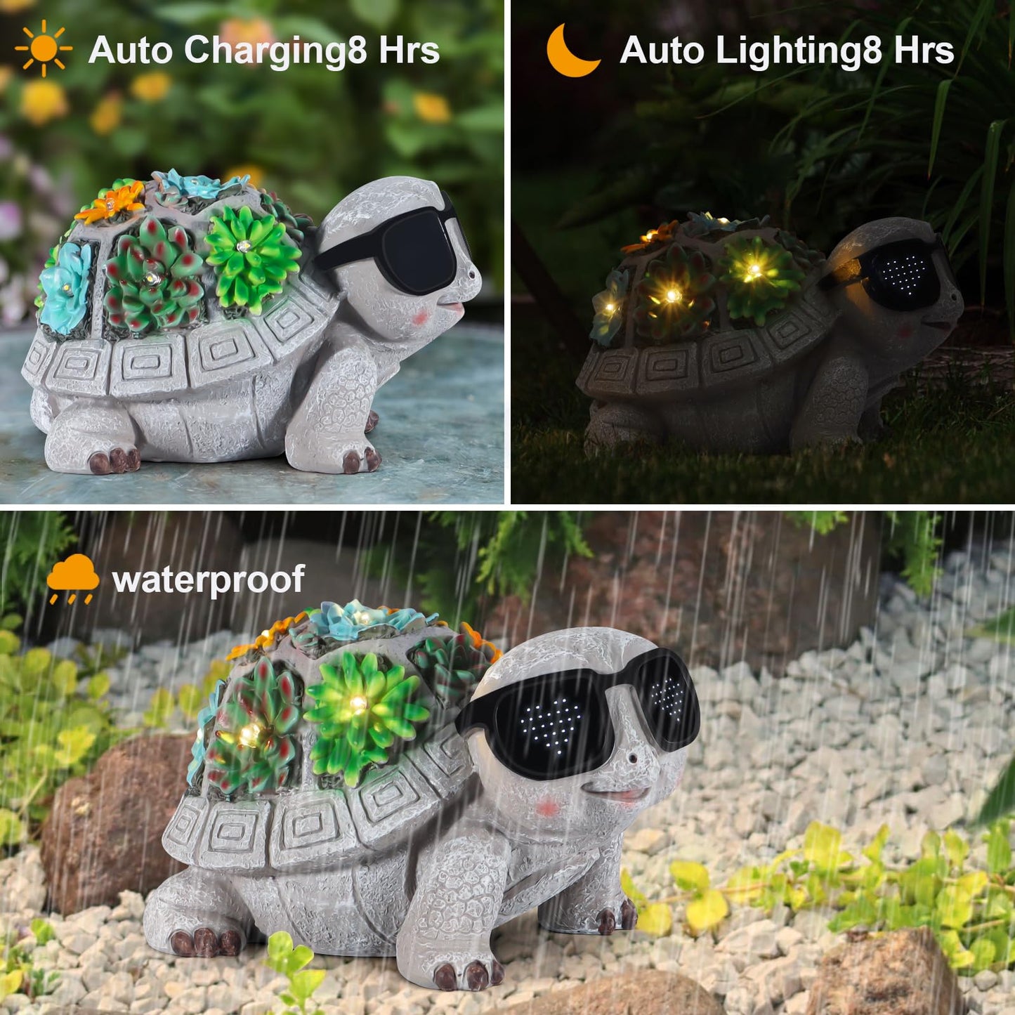 Pawatee Solar Garden Statues Turtle With Succulent And Led Lights Birthday Gifts For Women Mom Grandma Solar Outdoor Decor For Patio Backyard Yard Lawn Decoration-Unique