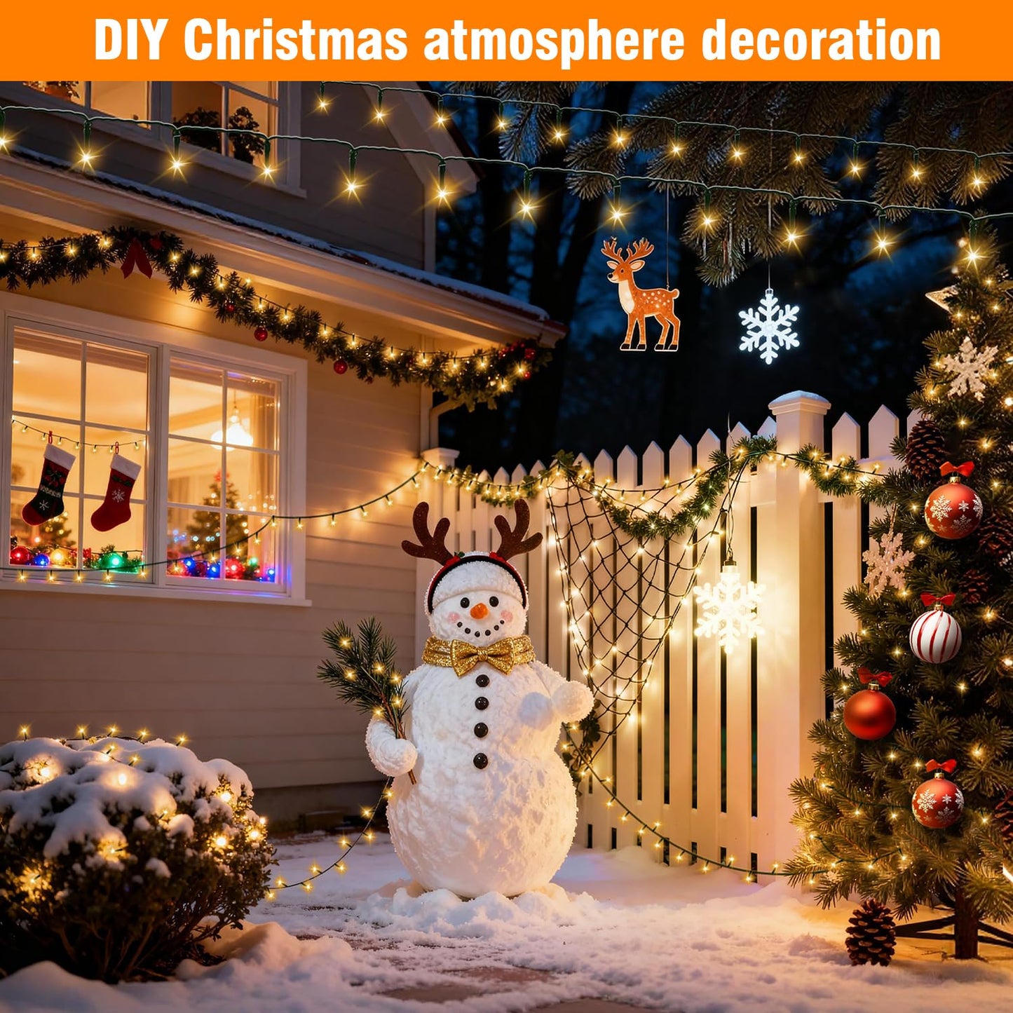 Nisocy 200 Led Christmas Connectable String Lights Outdoor Waterproof - Warm White Fairy Lights With Plug  Tree Lights For Patio  Garden  Bedroom  Wedding  Party  Decor (66Ft)