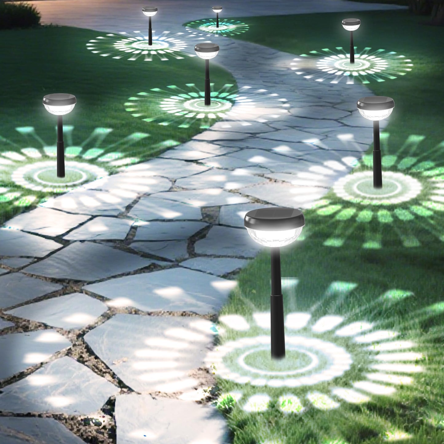 Ensenior 8-Pack Solar Lights Outdoor, Auto ON/Off 6500K LED Solar Garden Lights for Pathway, Yard, Patio, Walkway, Flower Bed, W