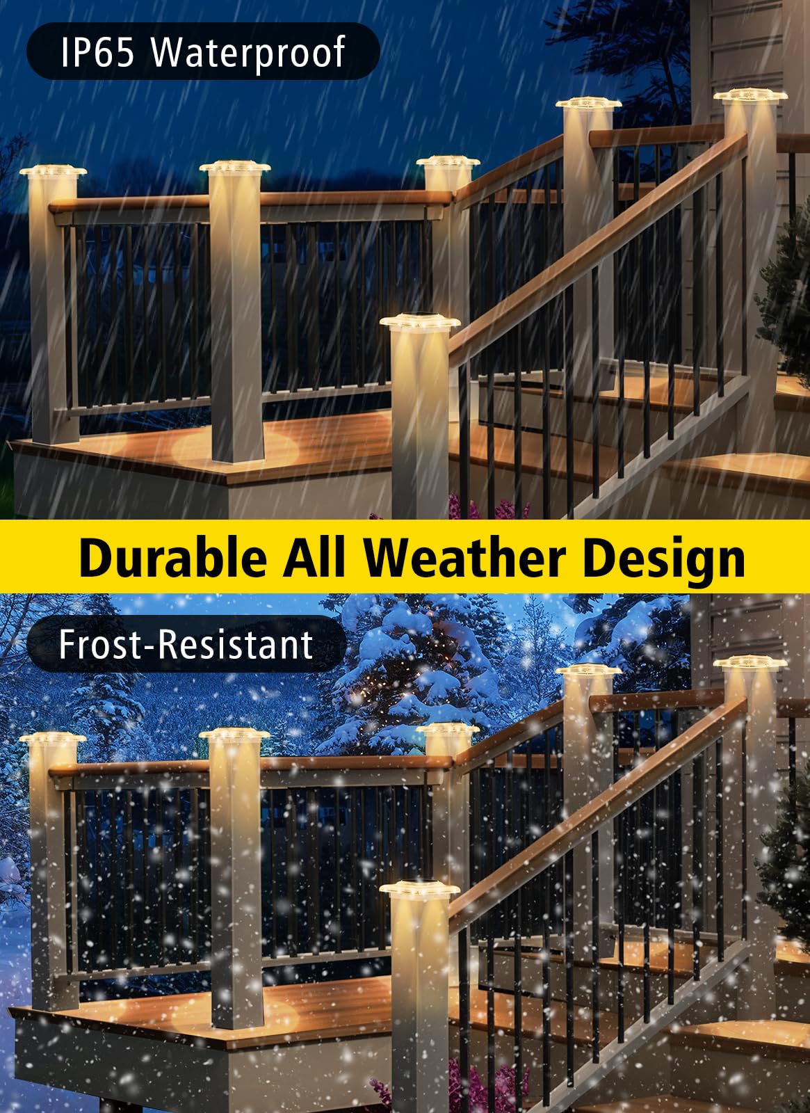 T-Sun 4X4 Solar Post Cap Lights  Fence Post Solar Lights Fit For 4X4 Vinyl Wooden Posts  Ip65 Waterproof Outdoor Lighting For Stairs Step  Deck  Patio  Garden (12 Packs  Transparent  Warm White)