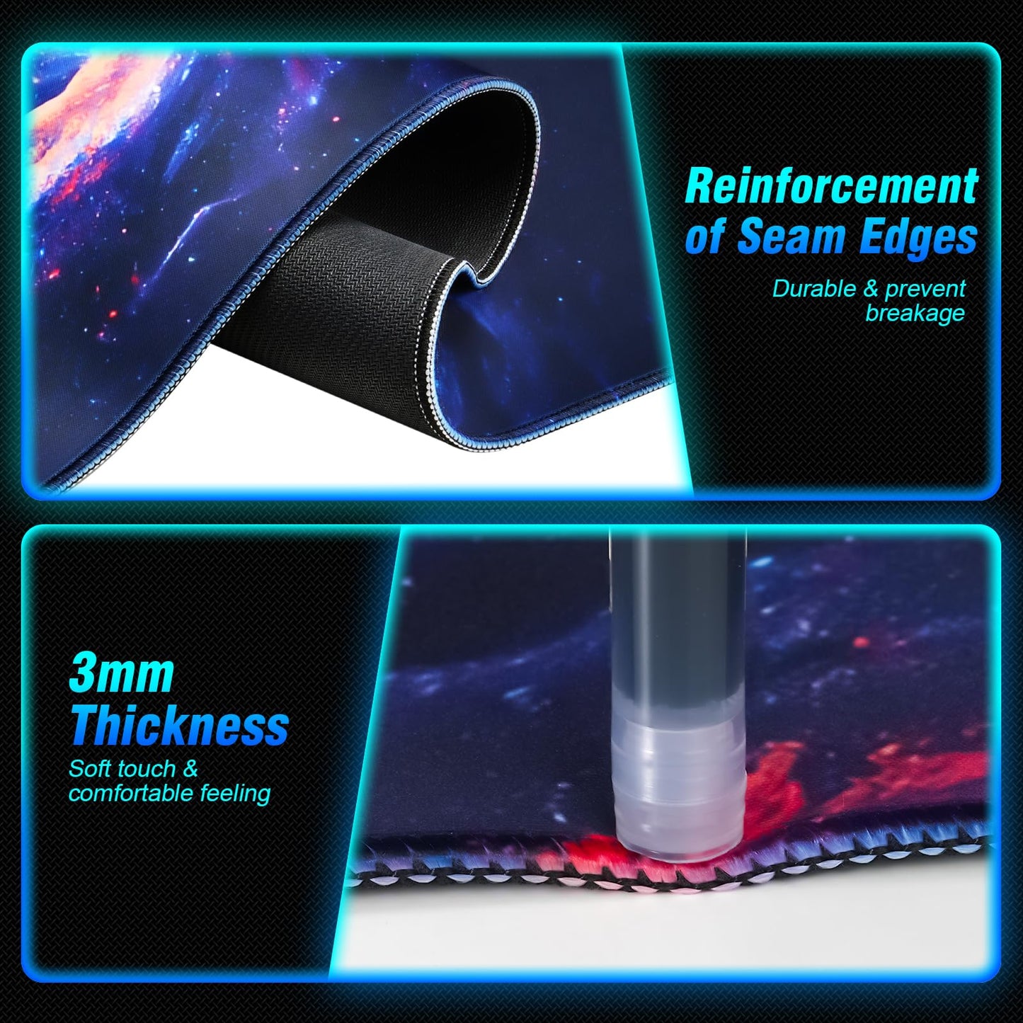 Large Gaming Mouse Pad, 35.4x15.7in Technological Nebula Style Gaming Mousepad, Professional Non-Slip Rubber Base Big Mouse Pad, Mousepad XXXL for Gaming & Office & Home, Full Desk Mouse Pad