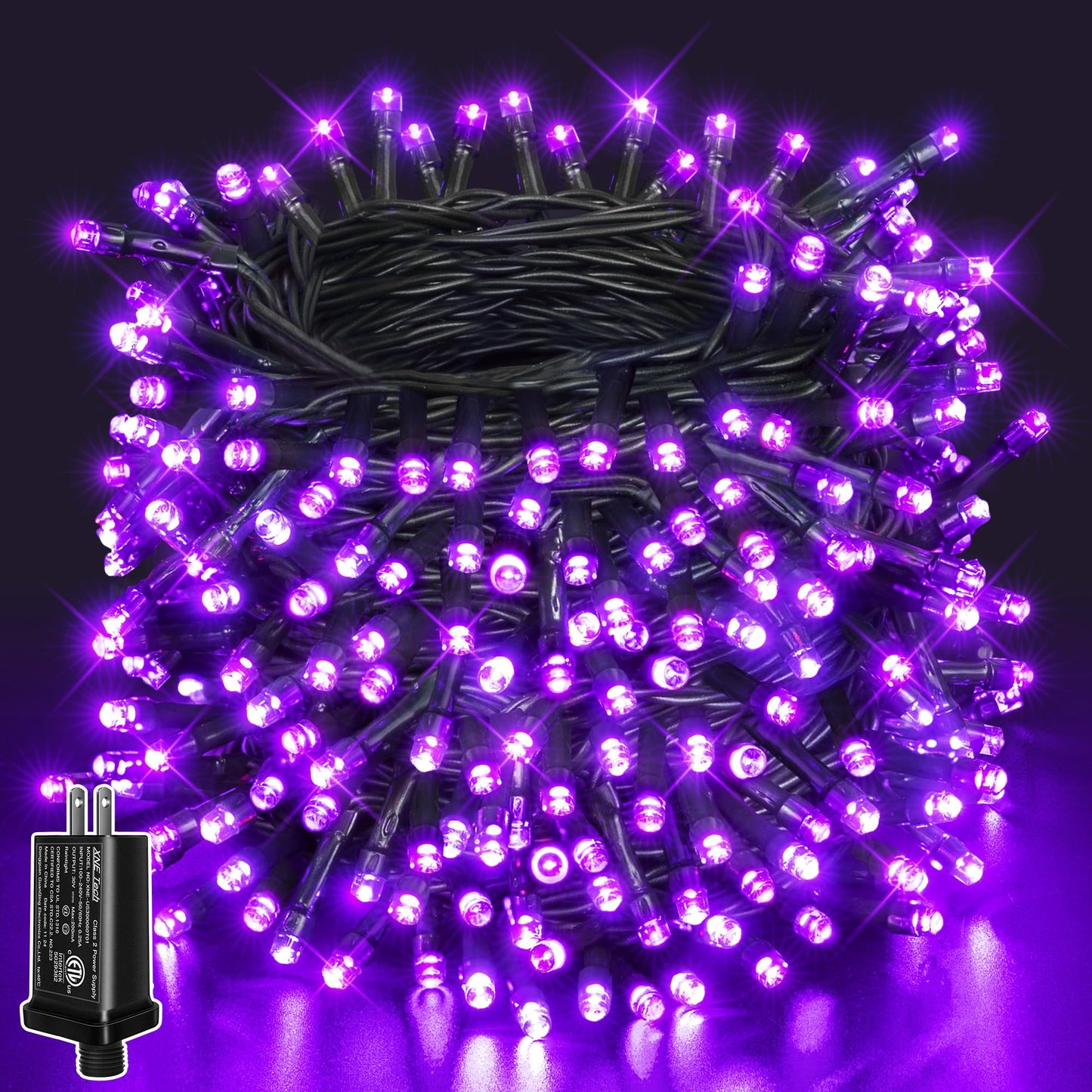Guhope 66FT 200 LED Purple Halloween String Lights, Waterproof, 8 Lighting Modes, Model NYA0200A