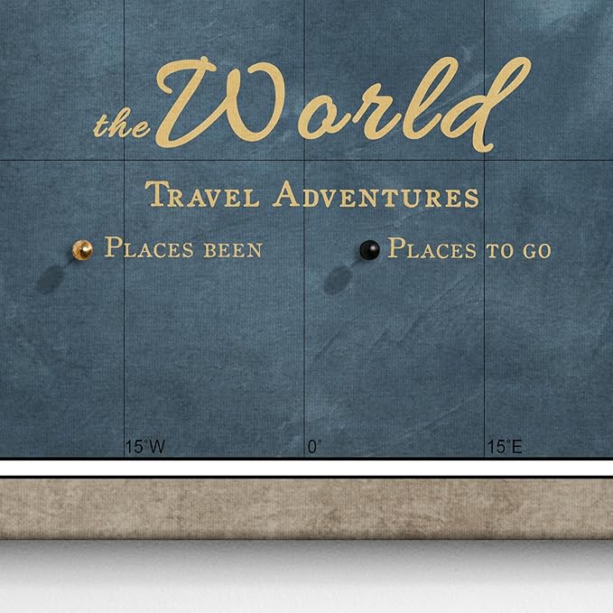 Canvas World Map with Cork Pin Board - English Lettering - Decorative Wall Decoration for All Rooms - Canvas Pictures with World Map Motif (150x100 cm, Pattern 13)
