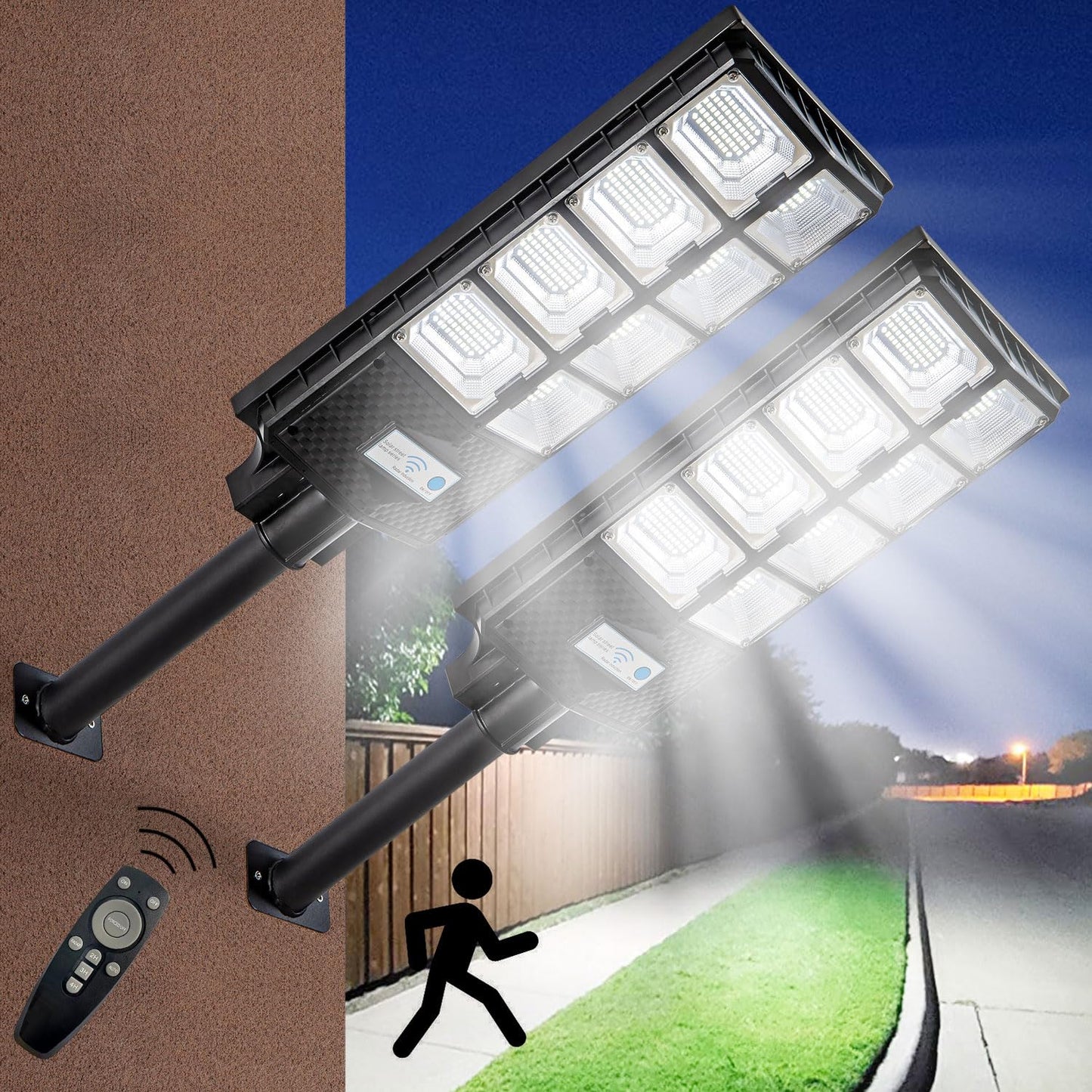 Yointhit Waterproof Solar Lights Outdoor For Patio & Yard  Dusk To Dawn Motion Sensor Security Lighting  High Brightness Solar-Powered Garden Pathway Lamps-2 Pack