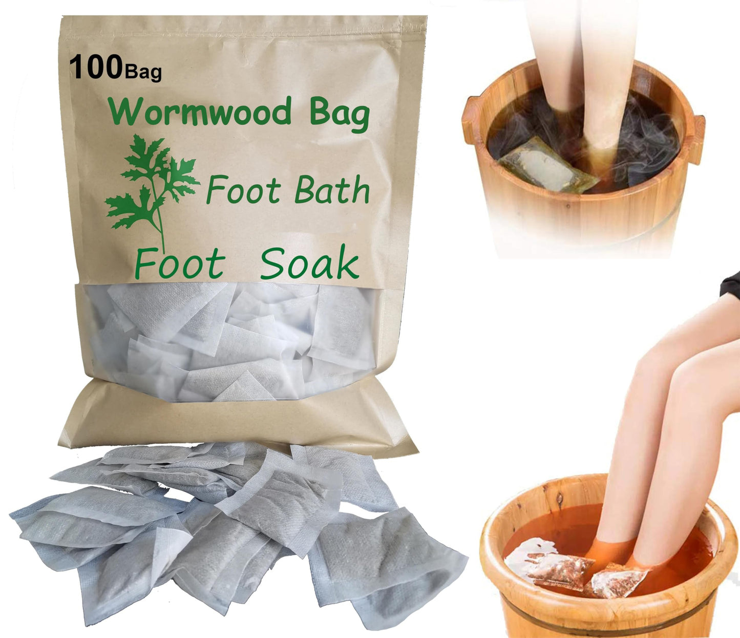 100bag Natural Mugwort Herb Foot Soak Wormwood Foot Bath Powder Spa Relax Massage??????
