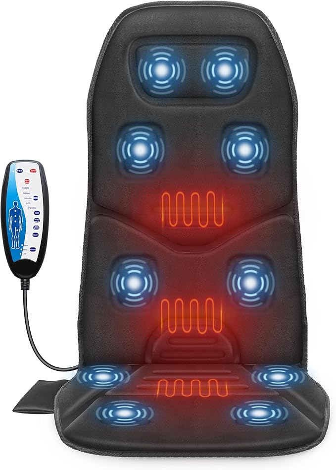 COMFIER Back Massager for Chair – Upgraded Vibration Chair Massager, Deep Tissue Back Massager for Pain Relief, Massage Ch...