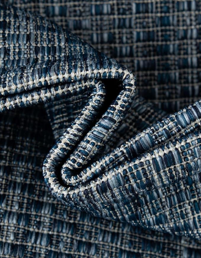 Unique Loom Outdoor Border Collection Area Rug - Soft Border (5' 3" x 7' 1" Rectangle Blue/Ivory)