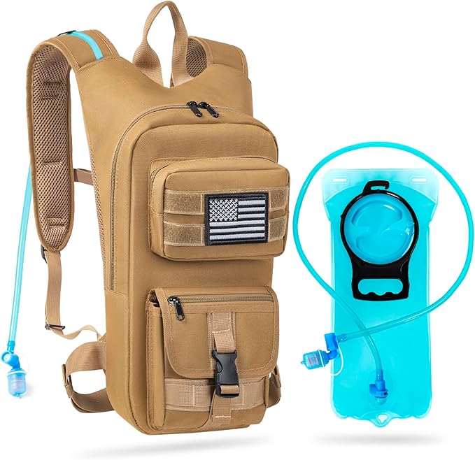 LASUK Hydration Backpack, Tactical Molle Water with 2L TPU Water Bladder, for Men Women Lightweight Water Backpack, Hydrat...