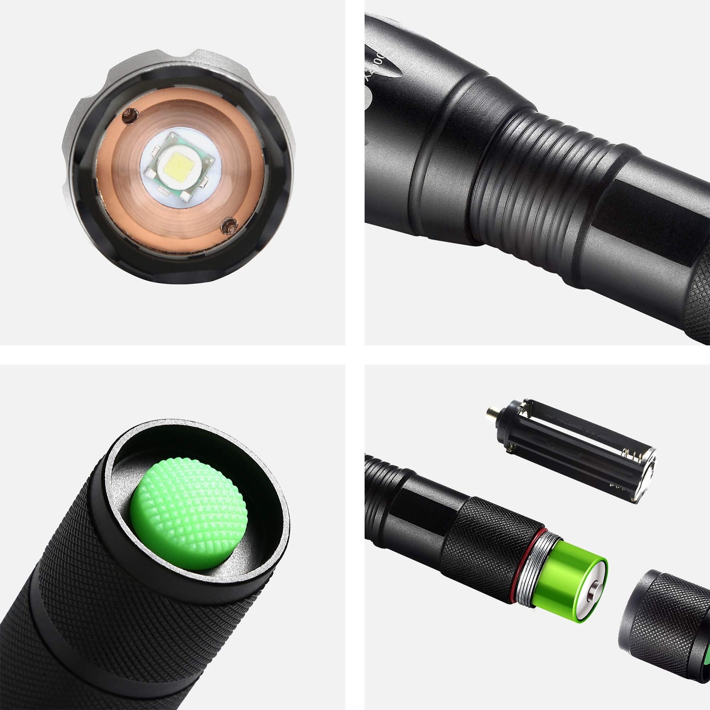 Whaply Led Flashlights, 2 Pack Tactical High Lumens Waterproof With 6 Aaa Batteries, Zoomable, 5 Modes For Camping & Emergency