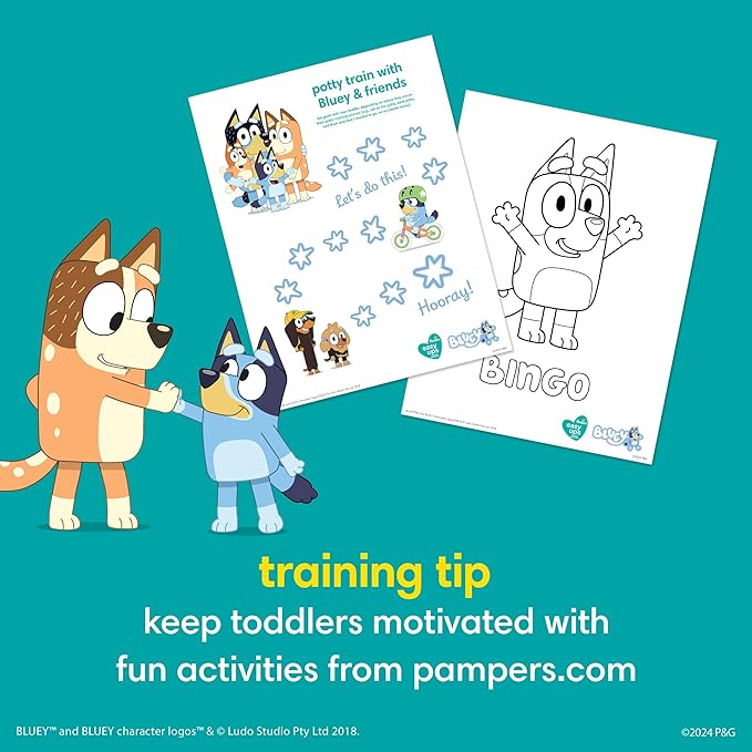 Pampers Training Pants - Easy Ups Boys & Girls Bluey - Size 6T-7T, 13 Count, Children's Potty Underwear