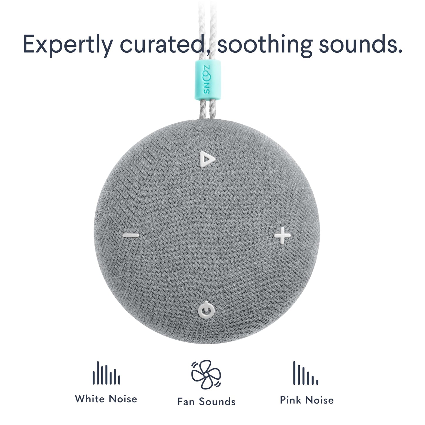 SNOOZ Go - Portable Travel Sound Machine, 6 Sounds, Fan, Pink & White Noise, Rechargeable Bluetooth Speaker, Sleep Aid for Adults, Kids, Office Privacy, Sleeping Essential for Gift Registry - Charcoal