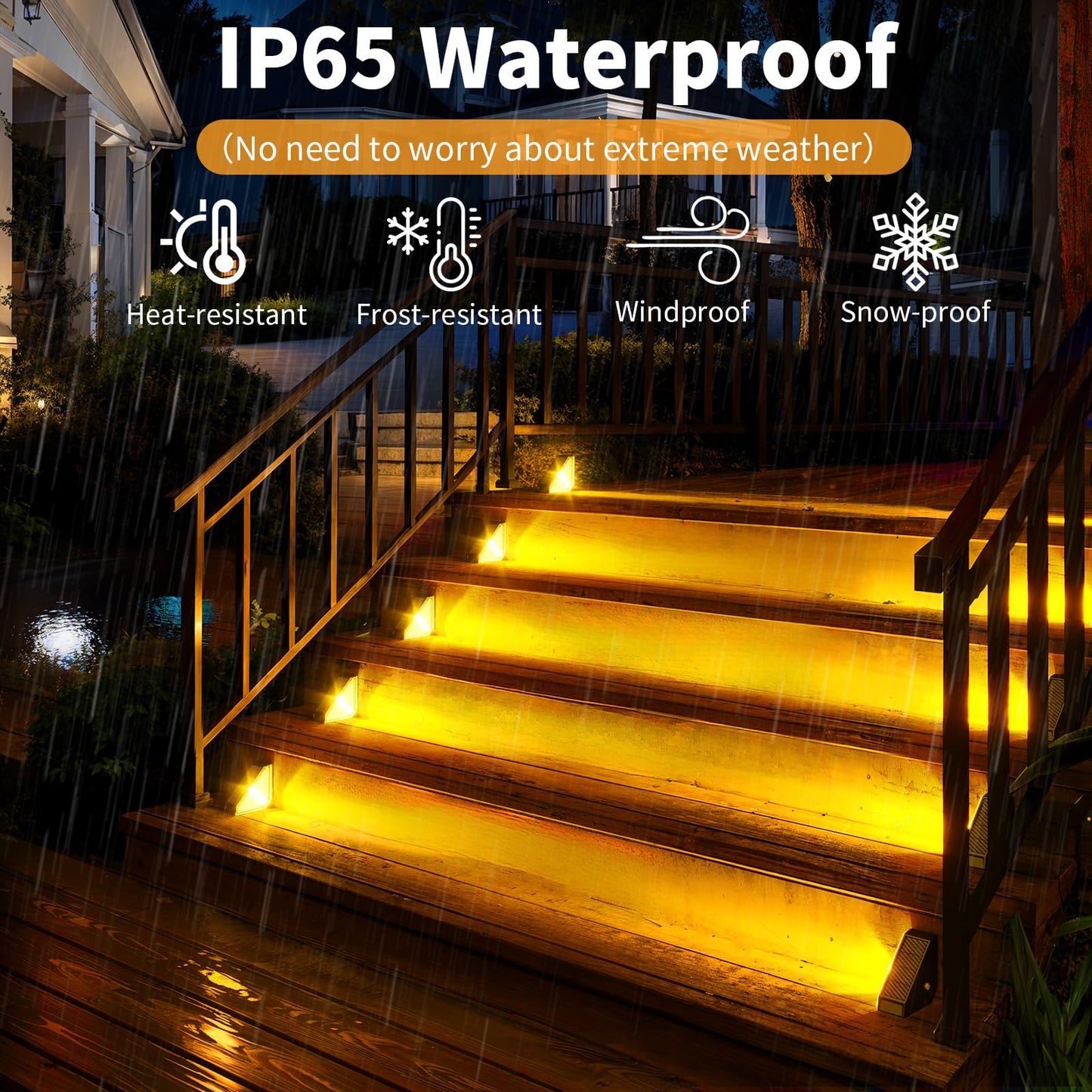 Kinkai Solar Step Lights For Outside  8 Pack Triangle Stair Light Outdoor Waterproof Deck Lighting For Garden  Patio  Yard  Front Door  Porch Decor (Warm Light)