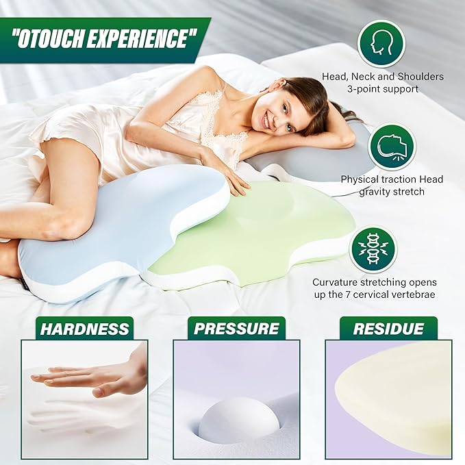 Ergonomic Memory Foam Cervical Pillow for Neck and Shoulder Pain Relief, Contour Design for Side and Back Sleepers, Orthopedic Bed Pillow with Breathable Cover, Odor-Free(Gray)