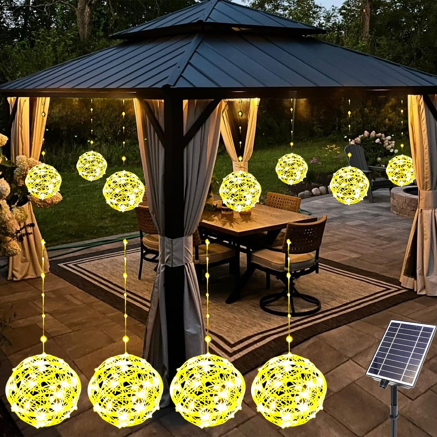 Solar Christmas Ball Lights For Tree Outdoor  4 Pack 160 Led Globe Lights Waterproof  8 Modes 7.87In Solar Sphere String Lights Outside For Window Garden Yard Porch Party Decorations  Warm White