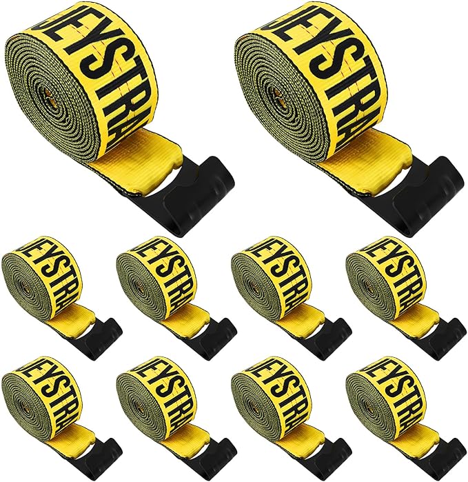 Yellow 4 Inch x 30 FT Heavy Duty Tie Down Straps - High Visibility Flatbed Trailer Straps with Flat Hooks, 6000 lbs Workin...
