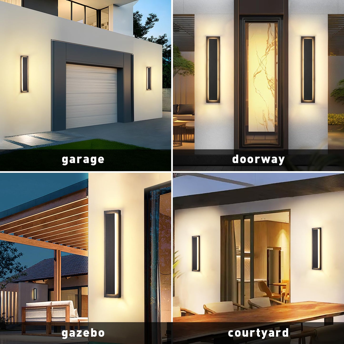 Zsmaiku 24 In Porch Lights Outdoor Sconce Lights Modern Exterior Front Door Lighting Fixtures Black Led Long Outdoor Wall Light Waterproof Outside Lights For House Patio Garage 24 W Warm White 1 Pack