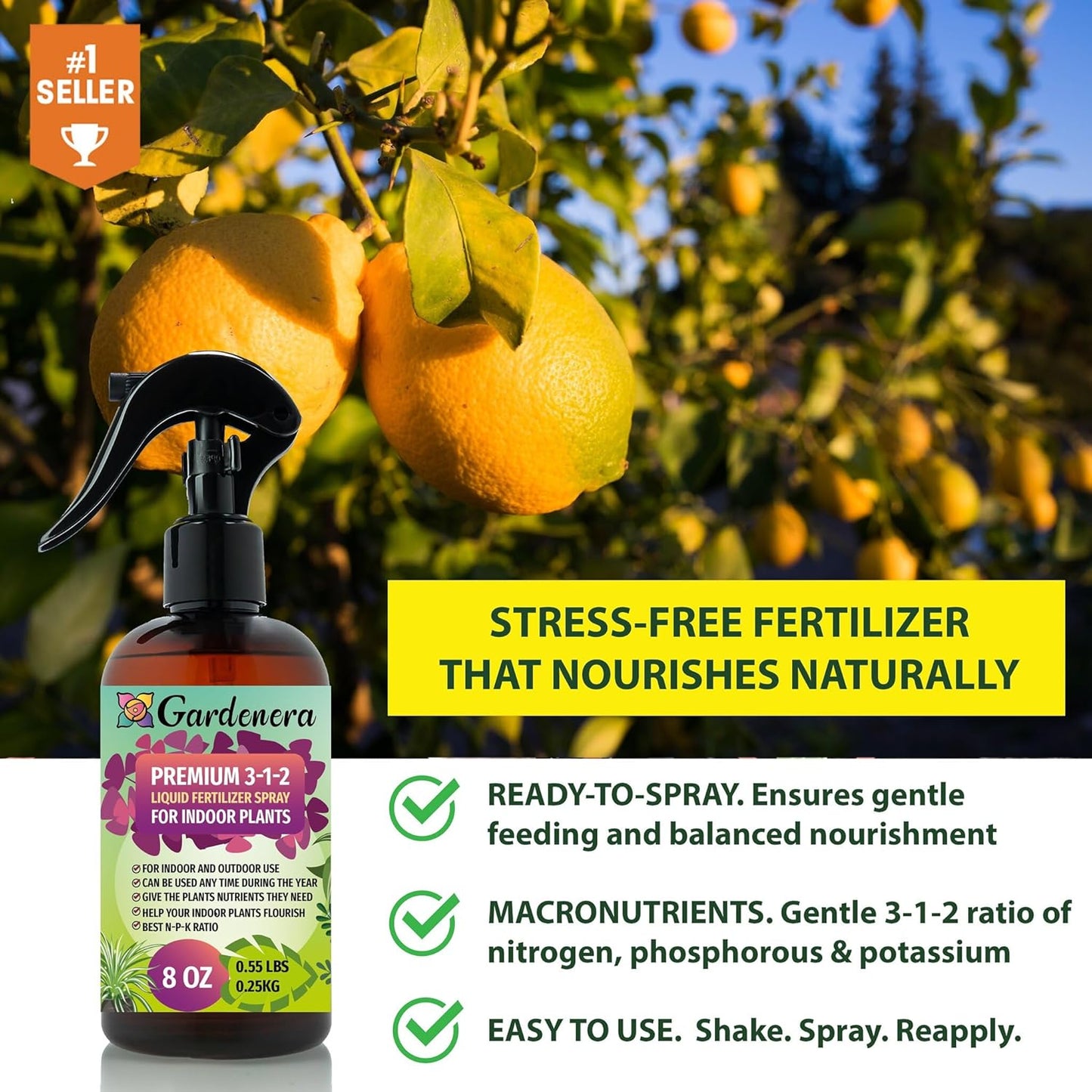 Professional Avocado Spray Fertilizer Mist for Home Gardening | 3-1-2 Gentle Blend Mist for Healthy Leaves & Growth | Essential Nutrients for Avocados - 8oz