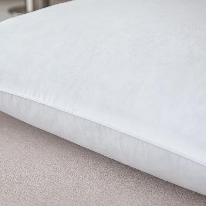 Luxury Goose Feathers Down Pillows Queen Size Set of 2, Hotel Quality Fluffy Bed Pillows, Soft Pillows for Sleeping, Organic Cotton Cover(20x28”, Pack of 2)