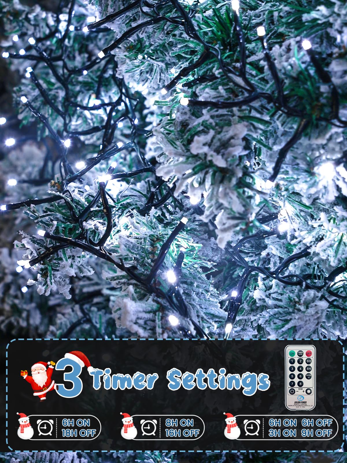 100Ft 2000 Led Christmas Cluster Lights  Fire er String Lights With Remote & 8 Modes & Timer  Waterproof Fairy Twinkle Light Plug In For Indoor Outdoor Party Yard Xmas Tree Decoration  Cool White