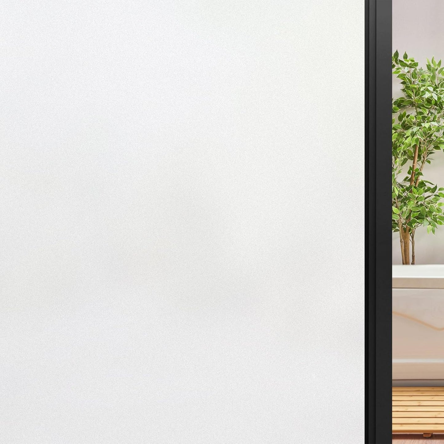 DOWELL Window Privacy Film, Frosted Glass Window Film, Static Cling Non-Adhesive Glass Clings, Sun Blocking Opaque Door Coverings, Reusable Door Sticker for Bathroom Home Office, White, 23.6" x 157.5"