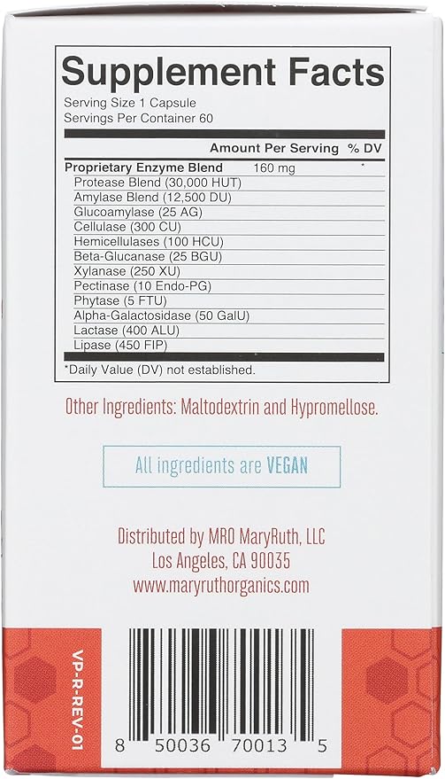 Mary Ruth's Gluten Relief Enzymes, 60 CT