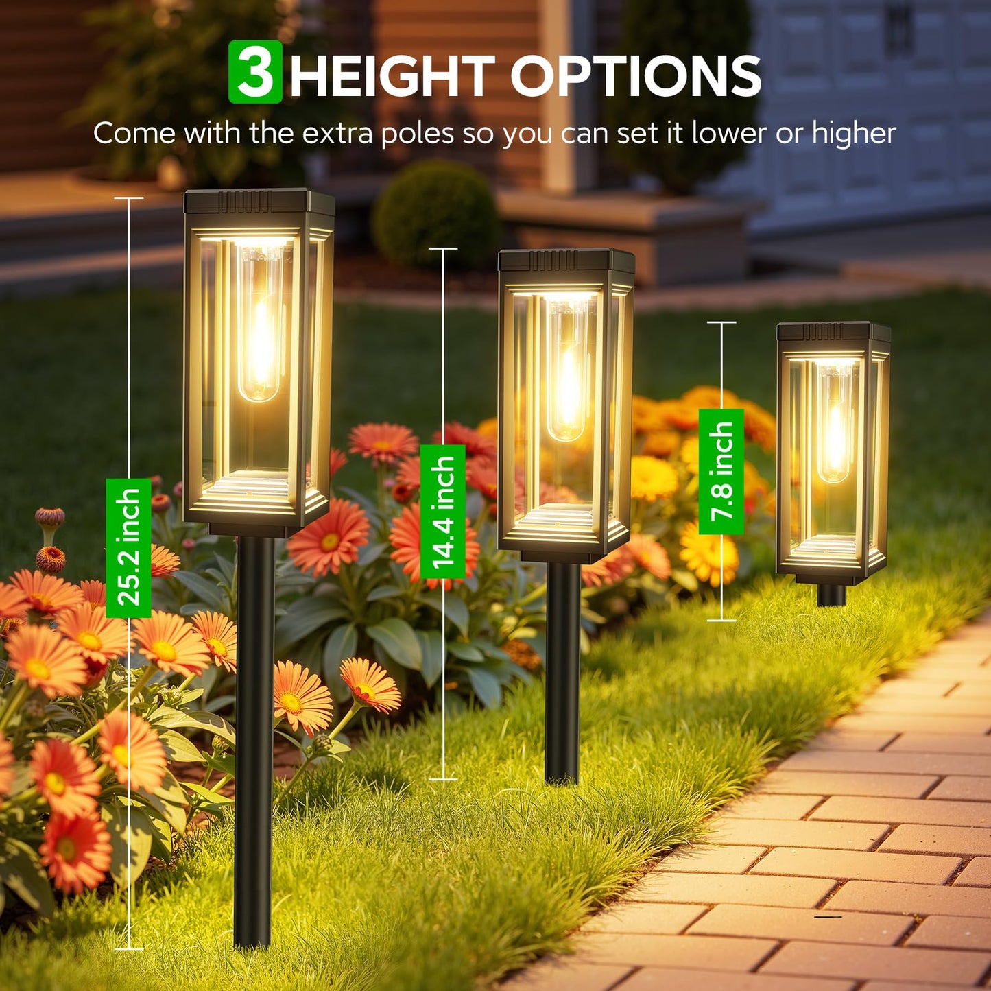 Bright Solar Pathway Lights Outdoor, 8 Pack Solar Powered Garden Lights Waterproof, Auto On/Off Dusk to Dawn Up to 15 Hrs Outdoor Lighting for Pathway Yard Walkway Driveway Patio Decor Landscape