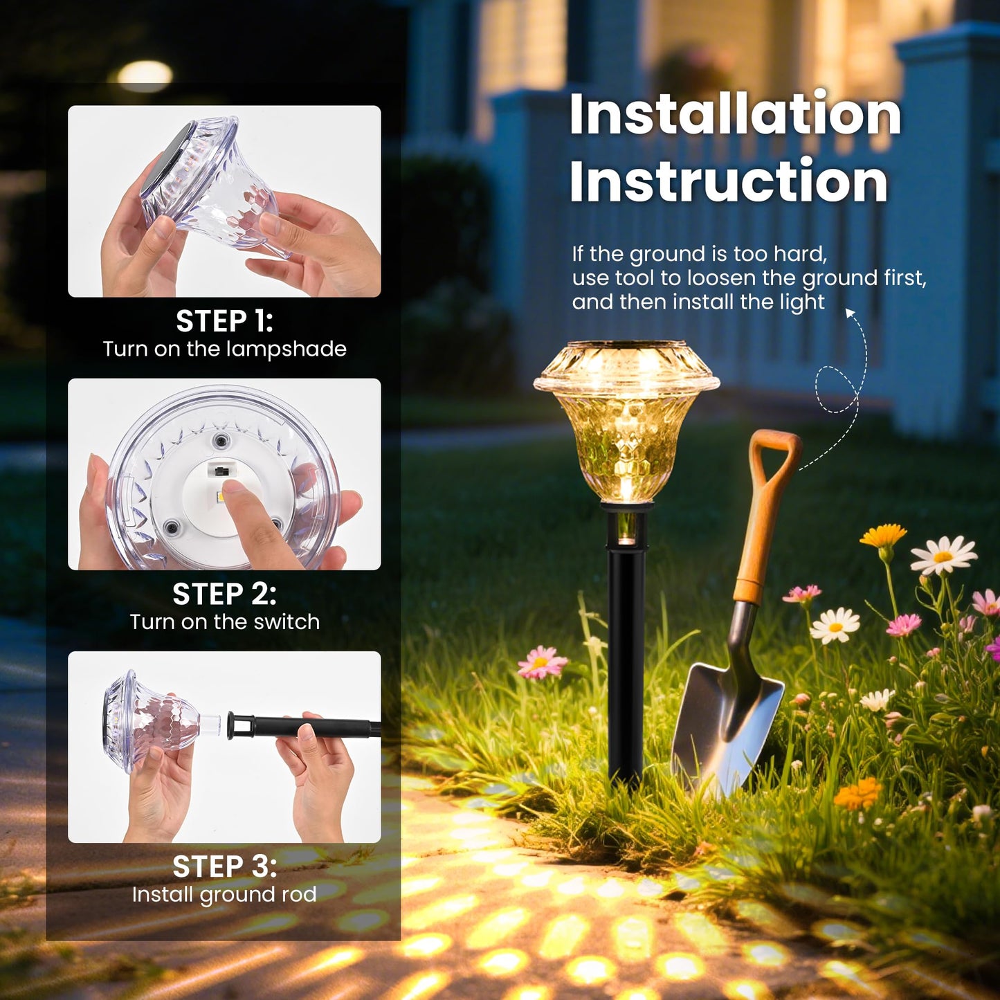 Patiopia Solar Pathway Lights Garden Decor For Yard  Solar Garden Lights For Outside Waterproof Landscape Lighting  Garden Decorative For Walkway  Driveway  Yard  Landscape  Lawn (6 Pack Warm White)