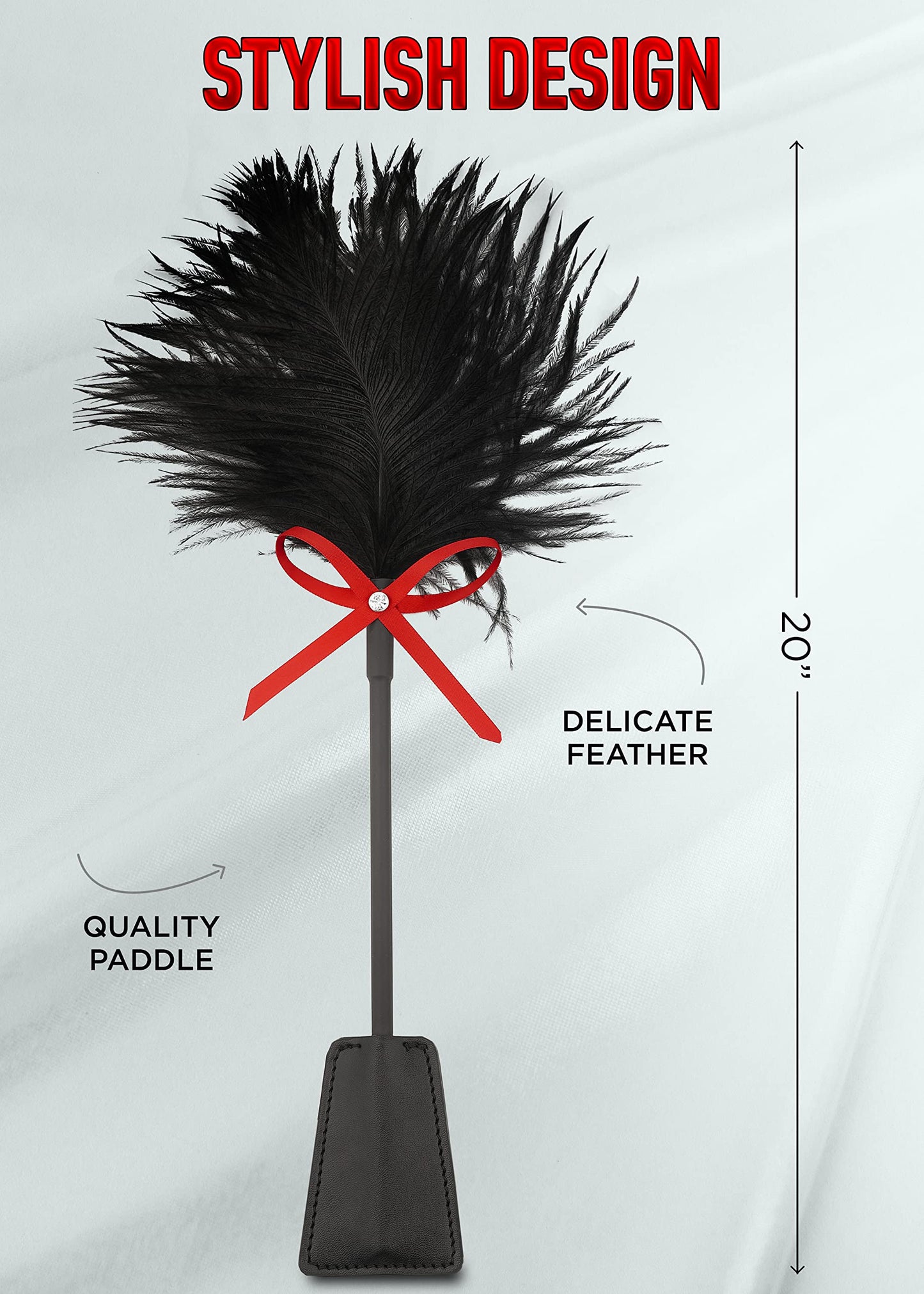 Feather Mask French Tickler Whip Feather Satin Blindfold Eye Silk Mask Faux Leather Feather Tickler
