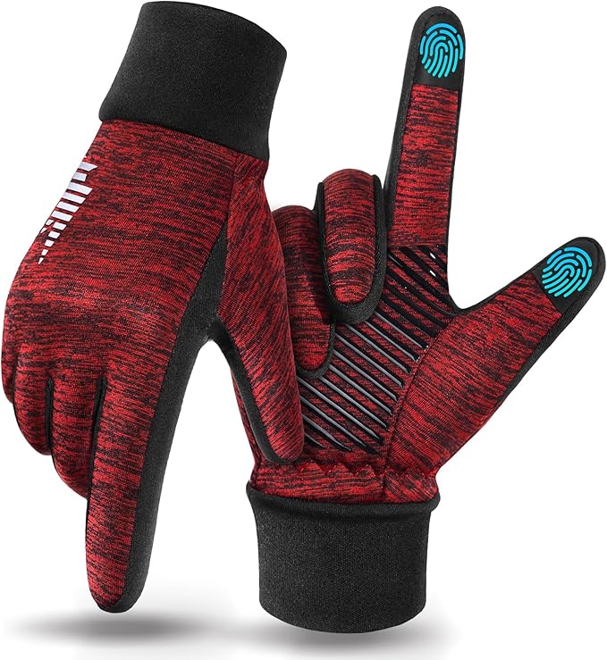 rivmount Lightweight Winter Running Gloves, Touch Screen & Anti-Slip Warm Thermal Glove Liners, Cool Weather Driving Cycli...