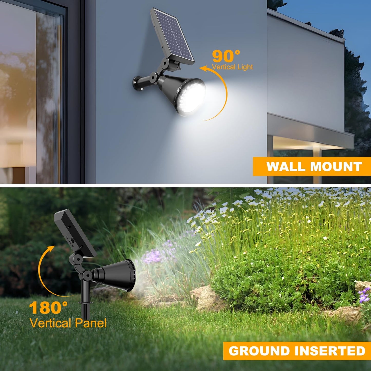 Apomao Solar Lights Outdoor Waterproof  36 Leds Adjustable Solar Spot Lights Outdoor  2-In-1 Solar Powered Spotlight Landscape Lighting For Tree  Garden  Yard  Pathway- 3 Pack (Cool White)