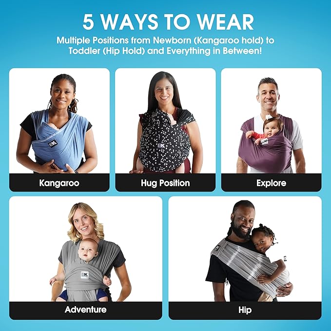 Original Baby K'tan Baby Carrier: #1 Easy Pre-Wrapped, Soft, Slip-On, No Rings, No Buckles | 5 in 1 Baby Sling Gift | The Best Hands Free Infant Wrap | Eggplant | X-Small