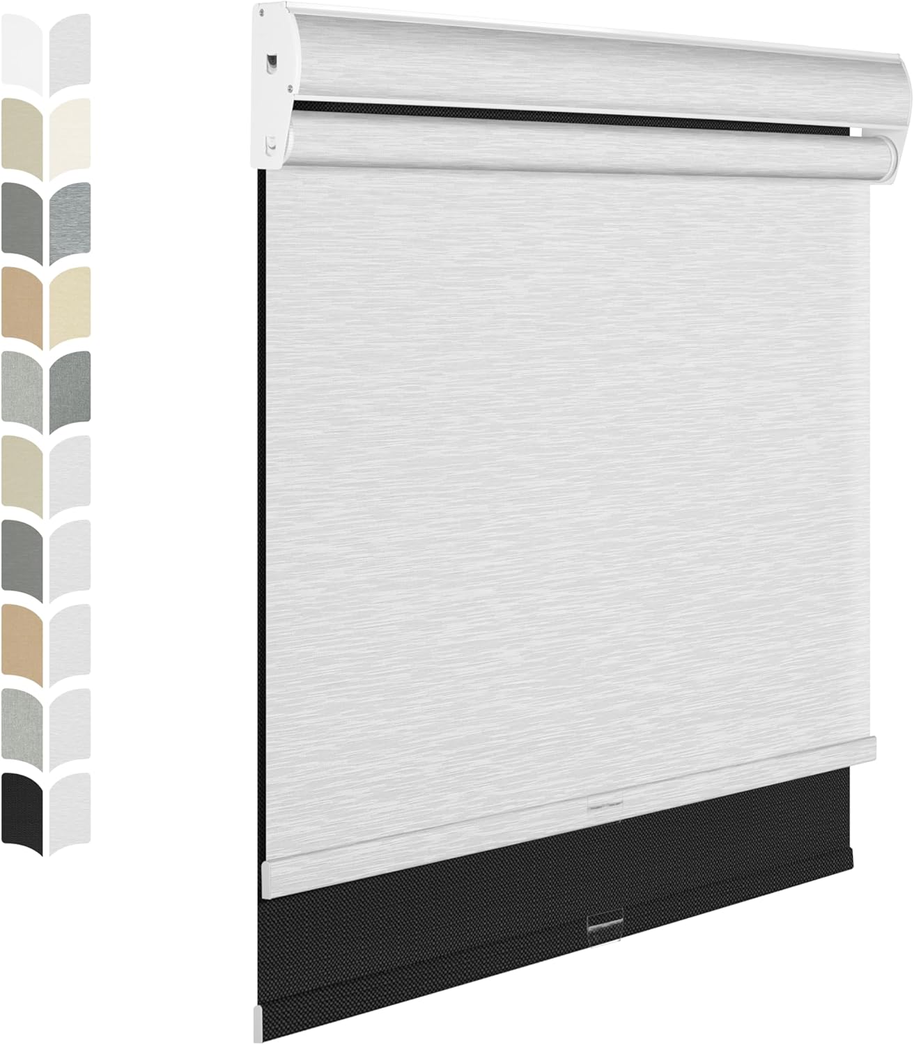 BERISSA Cordless Dual Roller Shades with Cassette Valance,Double Window Shades Blackout and Light Filtering Shades,Day and Night Roller Shades for Home Office Door.Linen Black and White.32 W x 86" H